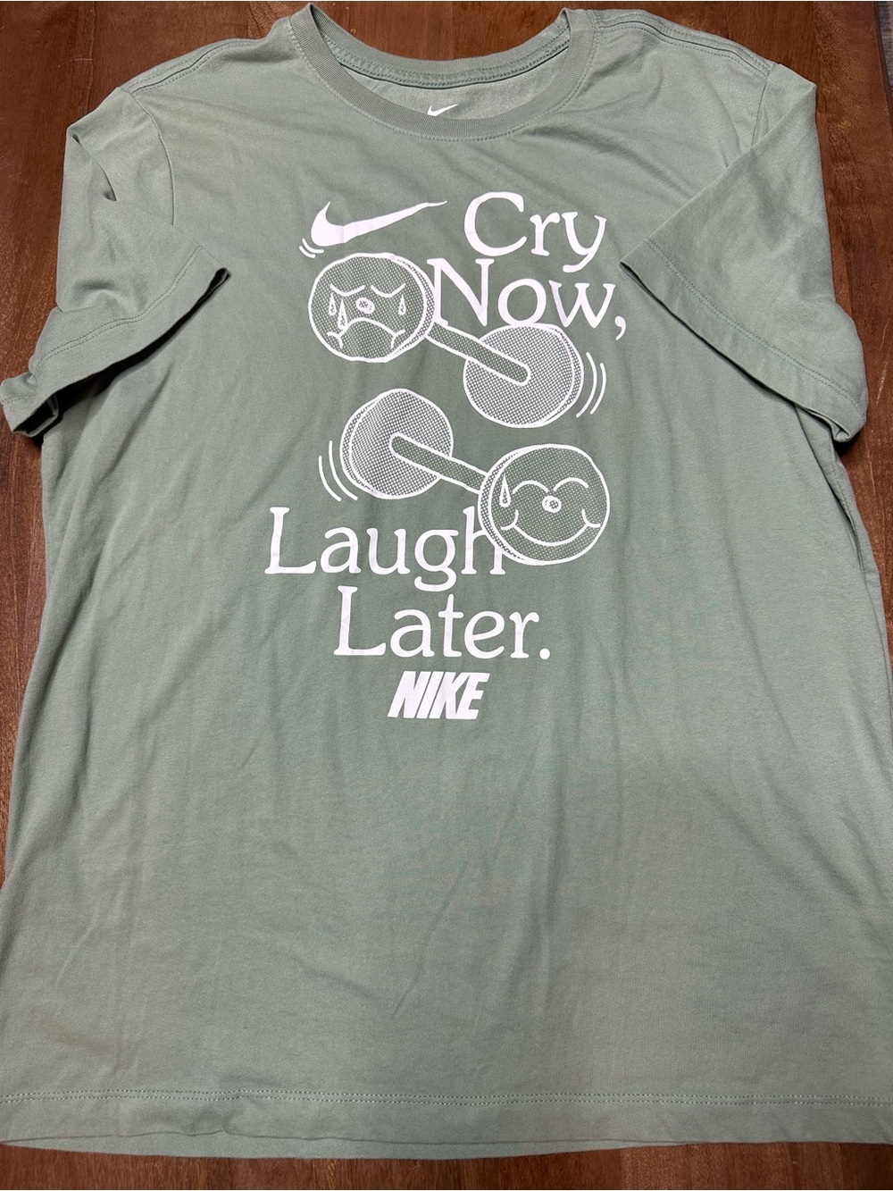 Nike Sage Green 'Cry Now, Laugh Later' Short Sleeve Tee